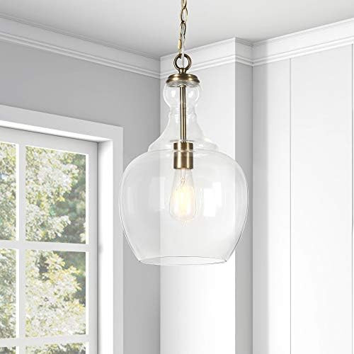 Henn&Hart PD0271 Industrial 1 Contemporary Brass with Clear Glass Shade for, Kitchen, Dining, Liv... | Amazon (US)
