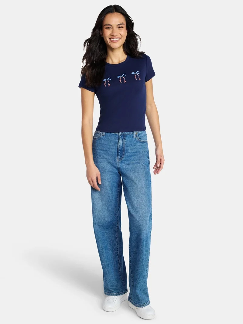 Social Edition Women's Americana Flag and Bows Graphic Tee, Sizes XXS-XXL | Walmart (US)