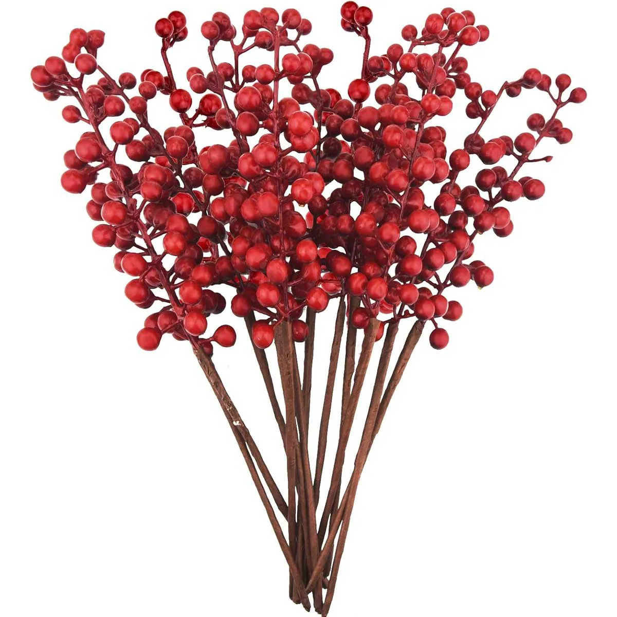Aoibox 12 Pack Artificial Red Burgundy Berry Stems 11.2 Inch Faux Holly Berries for Christmas Tree Wreath Floral Arrangements Holiday Decor | Lowe's