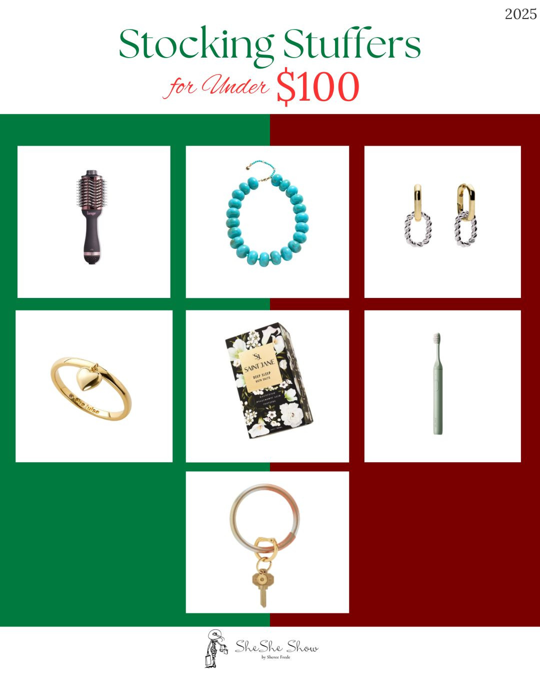  Stocking stuffers under a $100
Do you want to raise the bar in the stocking? Then check out some ideas for you here.
Jewelry, hair tools, ring, earrings, bracelets 

 

#LTKHoliday #LTKGiftGuide #LTKOver40