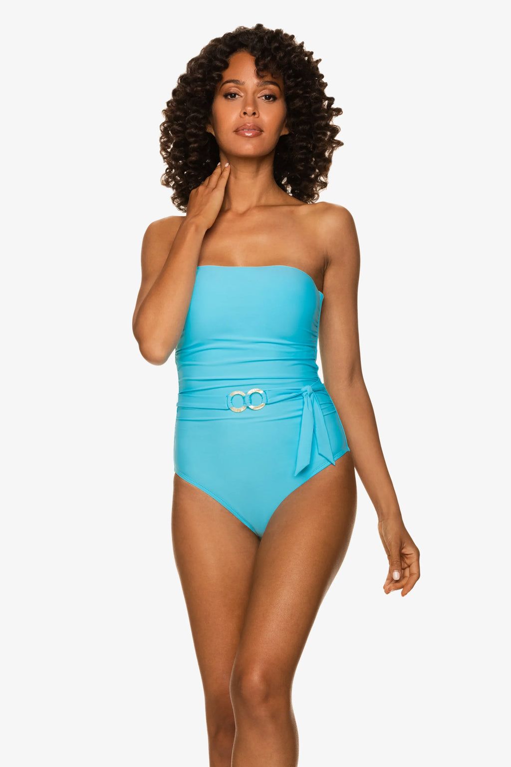 Belted Bandeau One-Piece  |  Sky Blue | Helen Jon