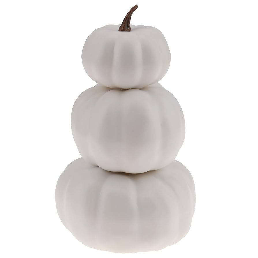Gresorth 8 Inch Small Stacked White Pumpkins Tower Fake Artificial Halloween Decoration DIY Craft... | Amazon (US)