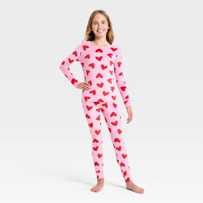 Kids' Valentine's Day 'Hearts' Snuggly Soft Pajama Set - Cat & Jack™ Pink | Target