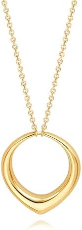 Long Pendant Necklace for Women Gold Plated Circle Long Chain Necklace Y Necklace Jewelry for Wom... | Amazon (US)