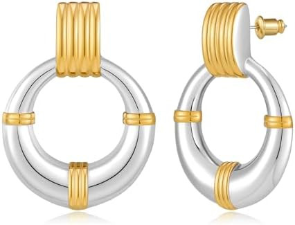 Gold Hoop Earrings for Women 18K Gold Plated Stainless Steel Trendy Teardrop Earrings Hypoallerge... | Amazon (US)