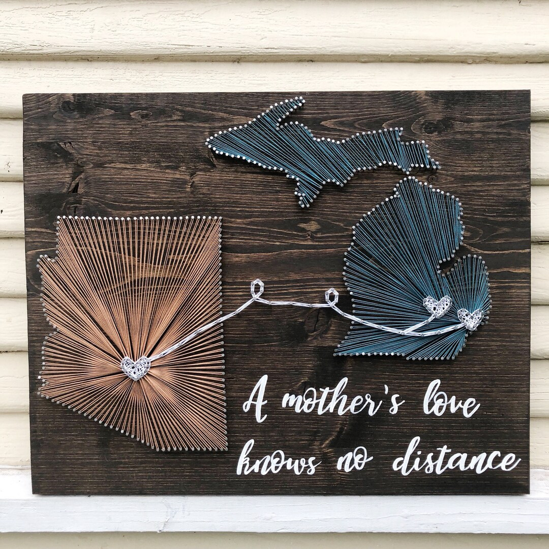 Long distance gift for mom/ Mother’s Day gift/ two states string art/ A mothers love knows no d... | Etsy (US)