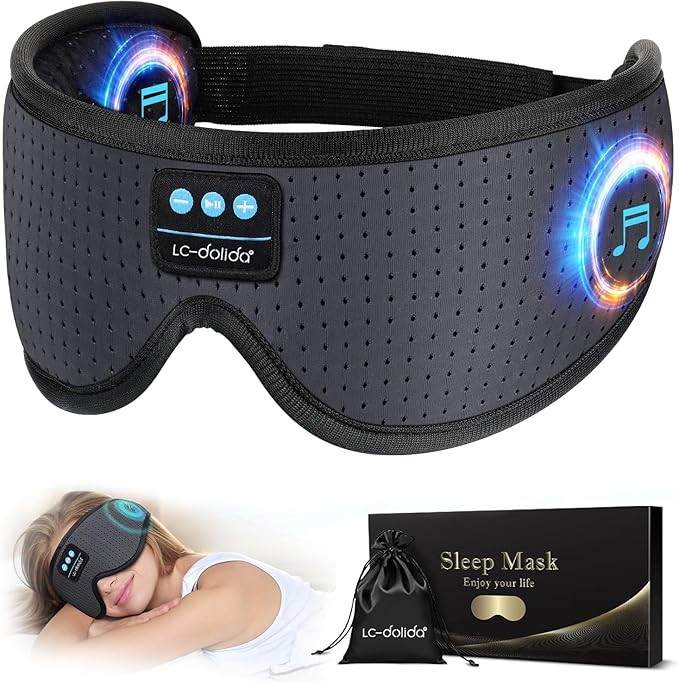 LC-dolida Sleep Headphones, White Noise Bluetooth Sleep Mask 3D Breathable Wireless Eye Mask for ... | Amazon (US)