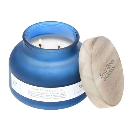 Better Homes & Gardens Blue Fern & Citrus 18oz Scented 2 wick Candle | Walmart (US)