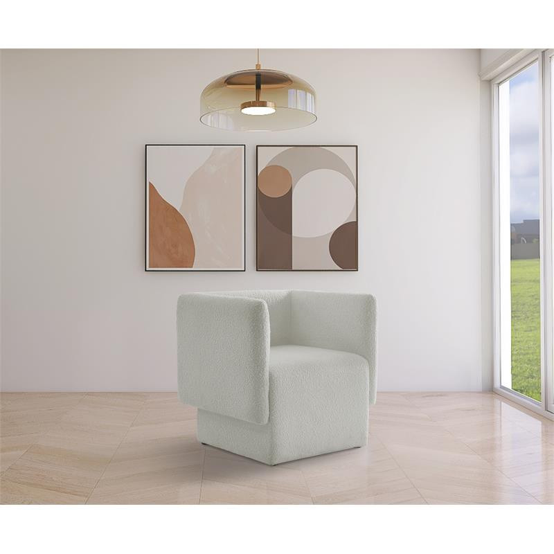 Meridian Furniture Vera Cream Boucle Fabric Accent Chair | Homesquare
