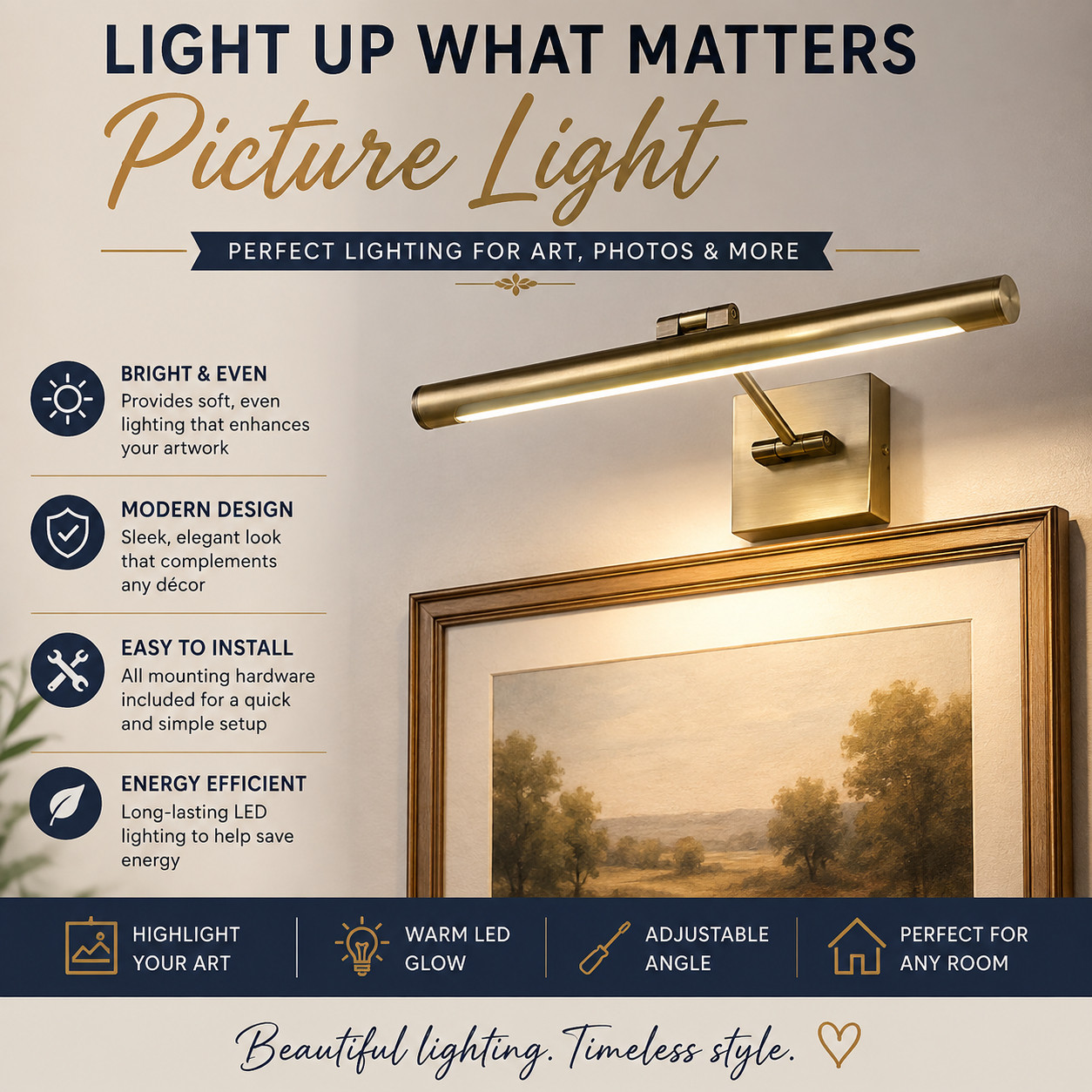 Affiliate links. I may earn a commission from purchases.

This Joosenhouse LED picture light is such an easy way to give artwork or framed photos a more finished, elevated look. I love the bronze finish and adjustable swing-arm design, which lets you direct the light where you want it. The 16.53-inch hardwired fixture uses a warm 3000K LED light, making it a pretty option for galleries, hallways, living rooms or anywhere you want to highlight wall art.

#LTKHome #PictureLight #WallLighting #GalleryWall #HomeLighting #WallDecor #LivingRoomIdeas #HallwayDecor #HomeDecor #AmazonFinds
 

 #LTKHome