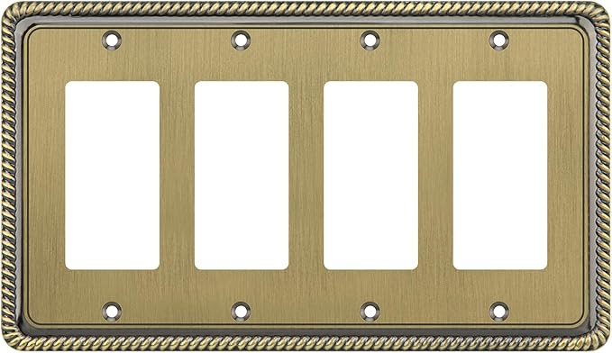 Henne Bery Rope Edge Decorative Wall Plate Switch Plate Outlet Cover (Quad Decorator, Antique Bra... | Amazon (US)