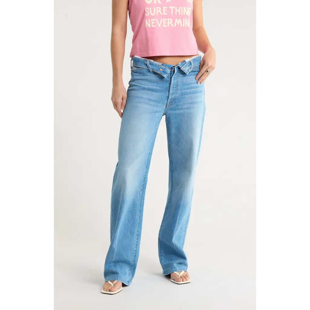 MOTHER The Foldover Dodger Sneaker Straight Leg Jeans in No Offense But at Nordstrom Rack, Size 24 | Nordstrom Rack