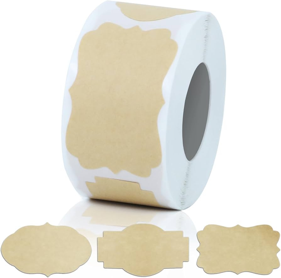 300 Pcs Kraft Labels Stickers, 1.2x2 Inch, 3 Decorative Designs, Writable for Gift Wrapping, Pant... | Amazon (US)