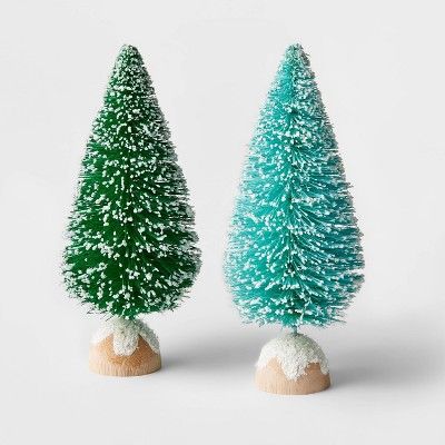 2pc 6&#34; Decorative Sisal Bottle Brush Tree Set Blue/Green - Wondershop&#8482; | Target