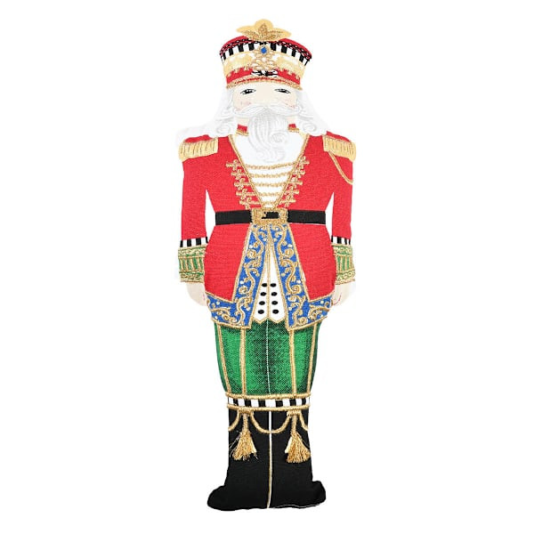 Classic Christmas Metallic Nutcracker Shaped Throw Pillow, 7x19 | At Home