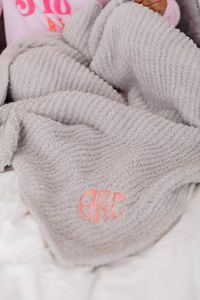 Monogrammed Grey Blanket | The Pink Lily Boutique