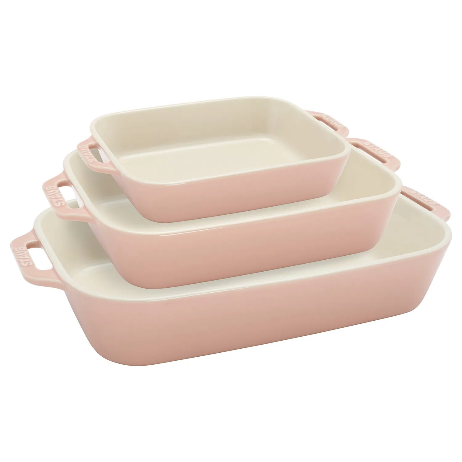 Staub Pastel Macaron Stoneware 3-Piece Rectangular Baker Set | Sur La Table