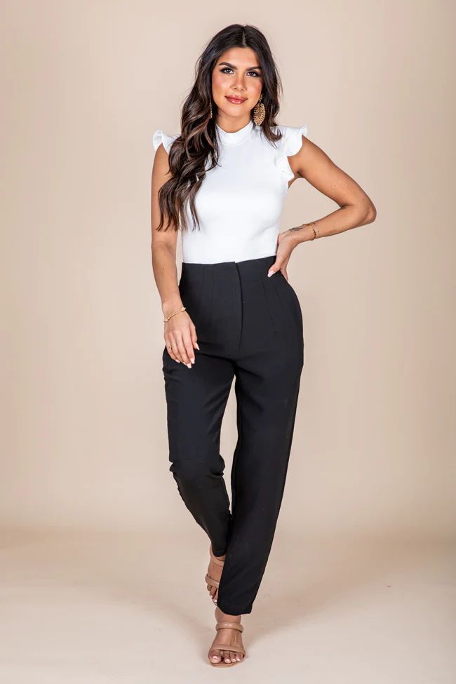 Get To It Black Front Pleat Pants | Pink Lily