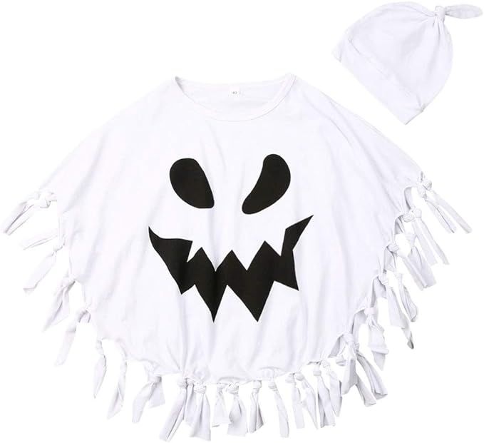 Muasaaluxi Toddler Kid Baby Girls Boys Halloween Costumes White Ghost Cloak Tassel Cape Cosplay w... | Amazon (US)