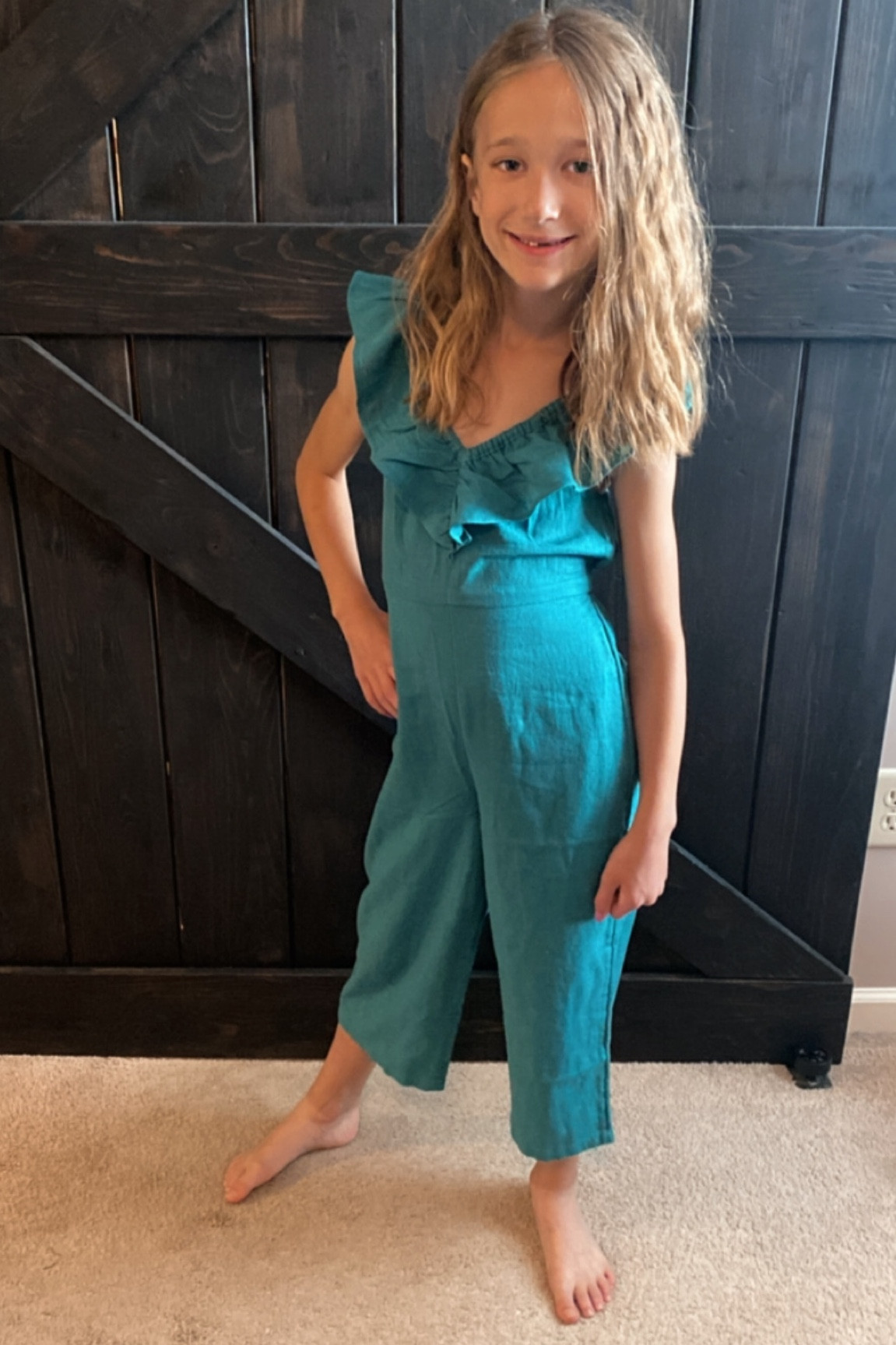 Old Navy for the win with this cute mid length jumper! Love this beautiful jade color so much and you can’t beat the price! 

#kids #oldnavy #jumpsuit #ruffles #girls 

#LTKfamily #LTKFind #LTKunder50