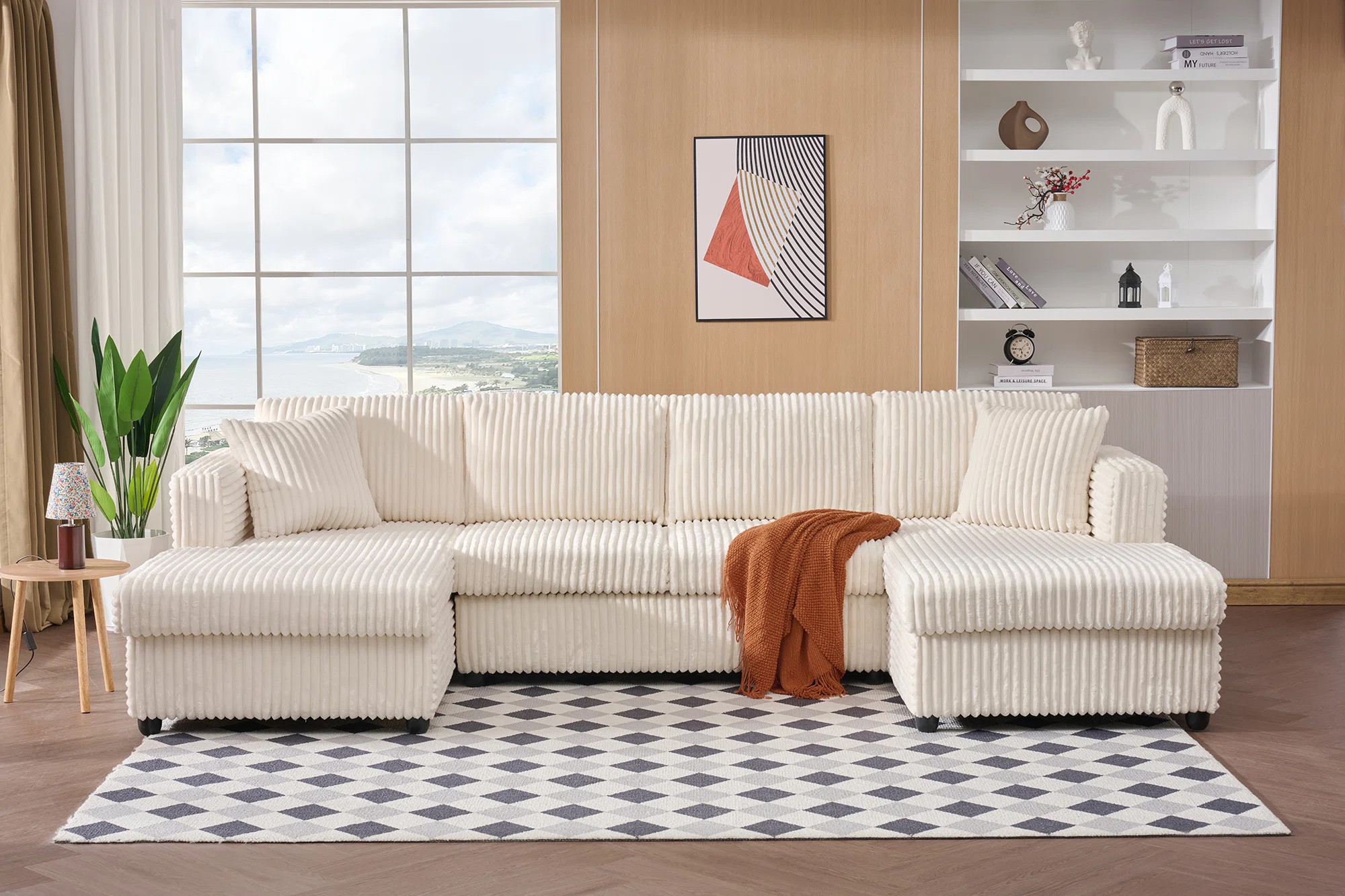 WIXIDIEL 4 Seat U Sectional Couch, 110'' W Corduroy Sofa With Double Chaises & Reviews | Wayfair | Wayfair North America