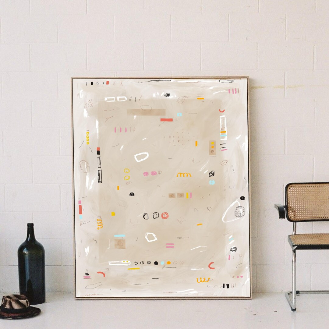 Original Abstract Painting Print Large Beige Multicolor Minimalist Abstract Art Modern Pastel Neu... | Etsy (US)