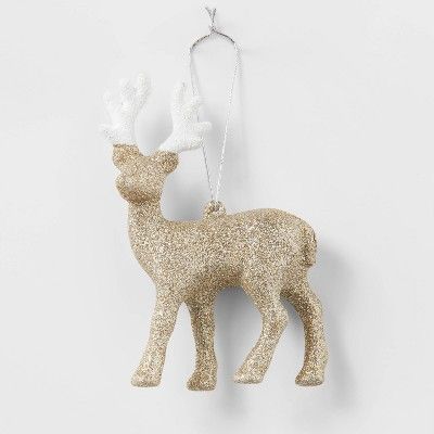 Glitter Deer Christmas Tree Ornament Champagne with White Antlers - Wondershop™ | Target