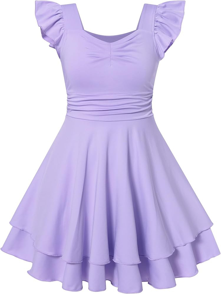 ALISISTER Girls Ruched Dresses Teens Ruffle Flowy Tiered A Line Swing Dress for Girl 7-16Y | Amazon (US)