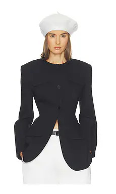 Helsa Wool Blend Suiting Jacket With Bows in Black & Ivory from Revolve.com | Revolve Clothing (Global)