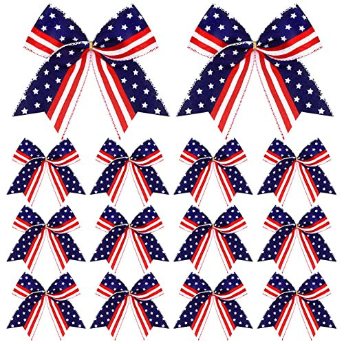 12 Pcs 4th of July Bows 6 Inch Patriotic 250th Anniversary Wreath Bow Red White Blue Large Burlap Bow Decor American Flag Star Ribbon Bows for Independence Day Door Wall Fence Decor(Classic Style) | Amazon (US)