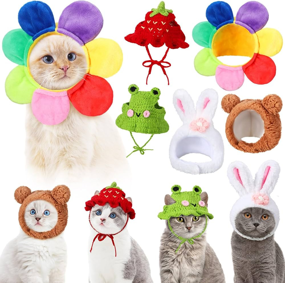 Weewooday 5 Pieces Cat Costume Halloween Bunny Hat Outfit with Ears Funny Cat Hat and Small Dogs ... | Amazon (US)