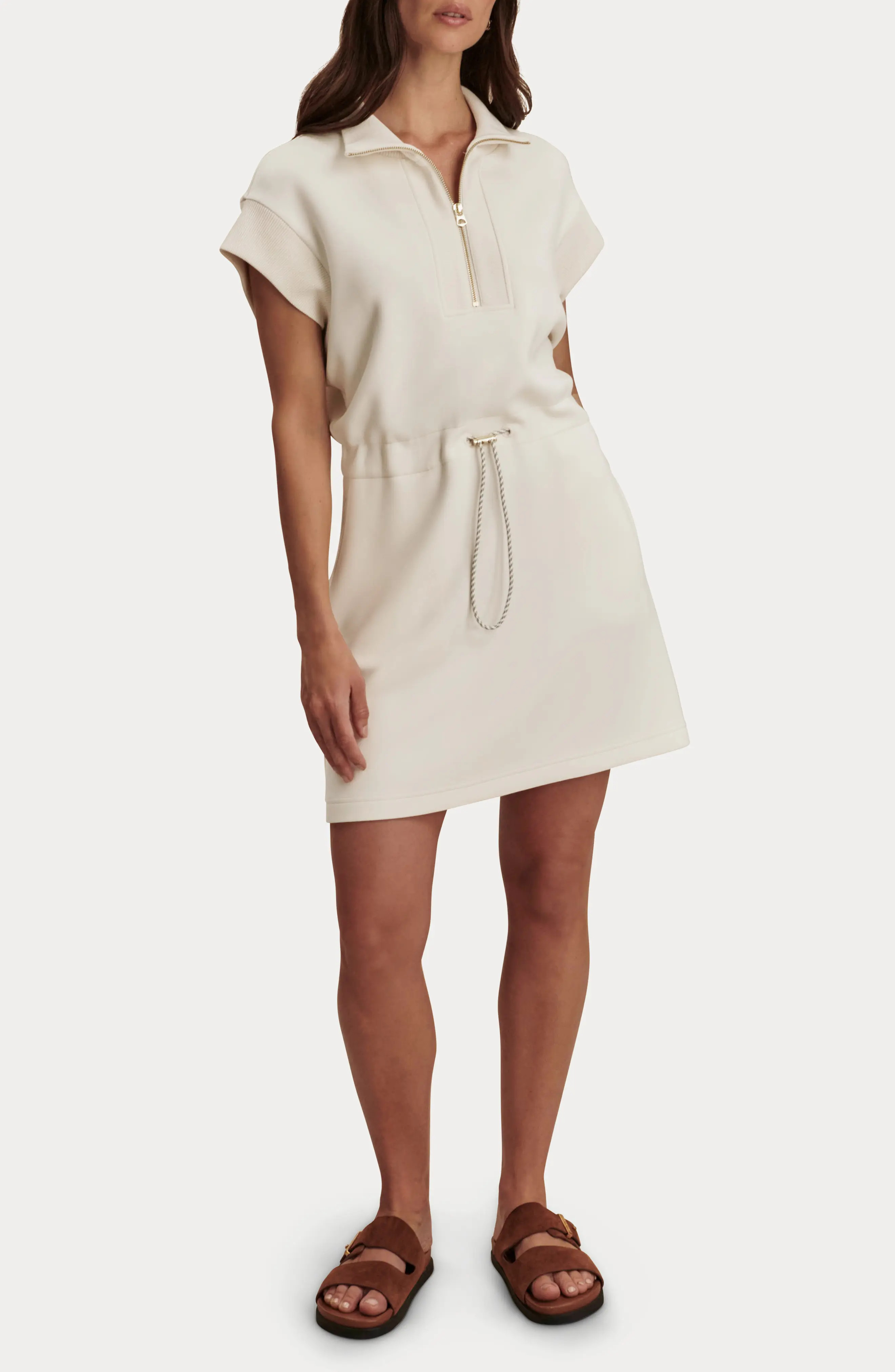 Varley Avaya Half-Zip Minidress in Black at Nordstrom, Size Medium | Nordstrom