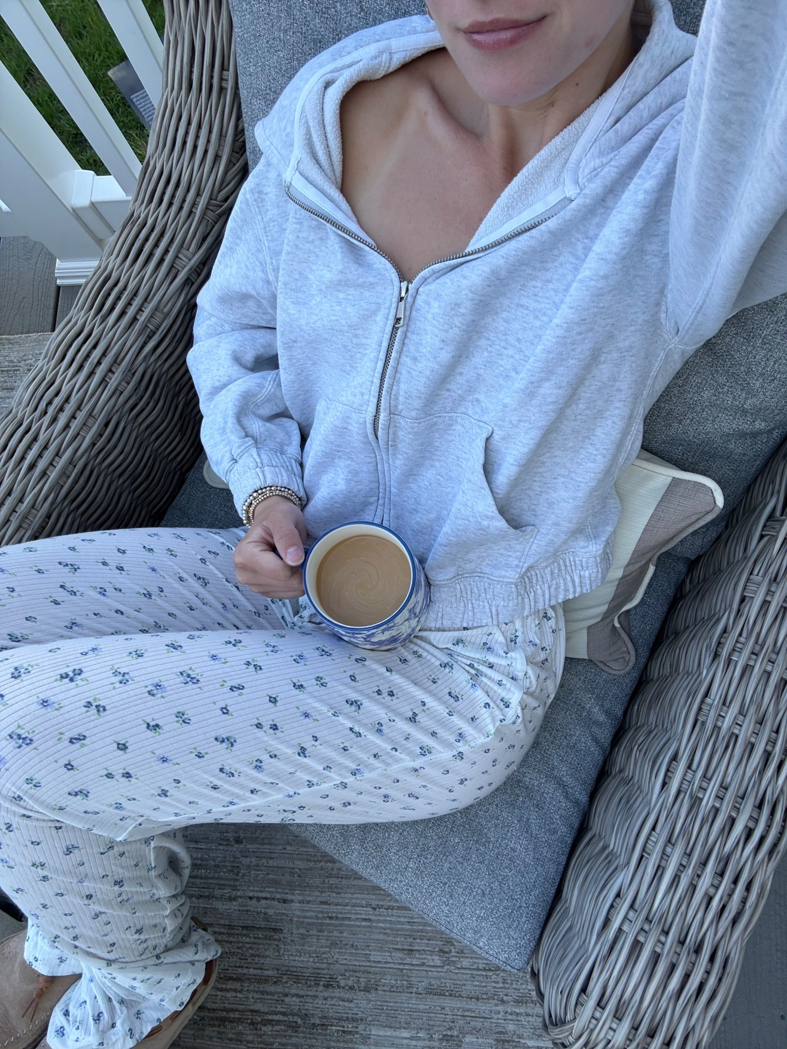 6/2/25 cozy morning on the deck 🫶🏼 cozy morning routine, better homes and gardens furniture, neutral outdoor living, deck furniture setup, soft morning reset, cozy home patio, neutral deck decor, coffee and deck vibes, patio refresh, soft neutral home, neutral outdoor style, builder grade glow up, outdoor living moments, cozy slow start, neutral outdoor essentials