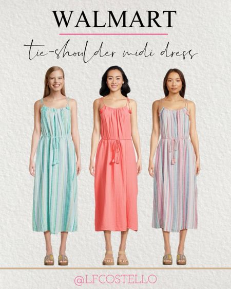 Walmart tie-shoulder midi summer dress - striped dress 

#LTKStyleTip #LTKFindsUnder50 #LTKSaleAlert
