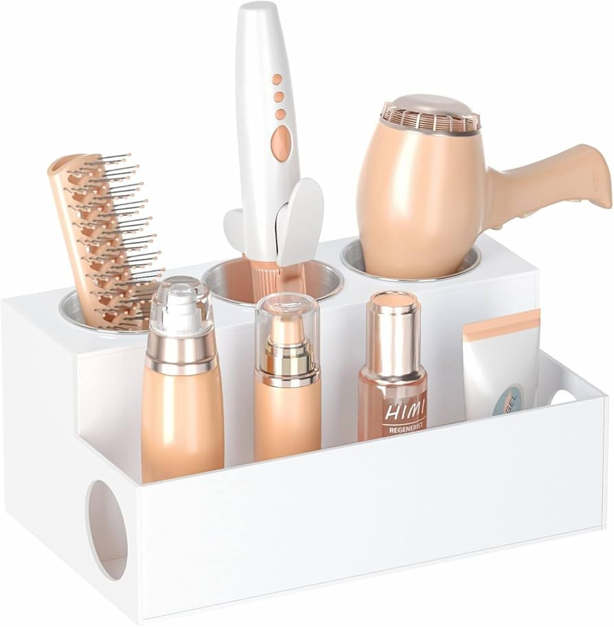 Hair Tool Organizer, White Acrylic Hair Dryer and Styling Holder, Bathroom Countertop Blow Dryer ... | Amazon (CA)