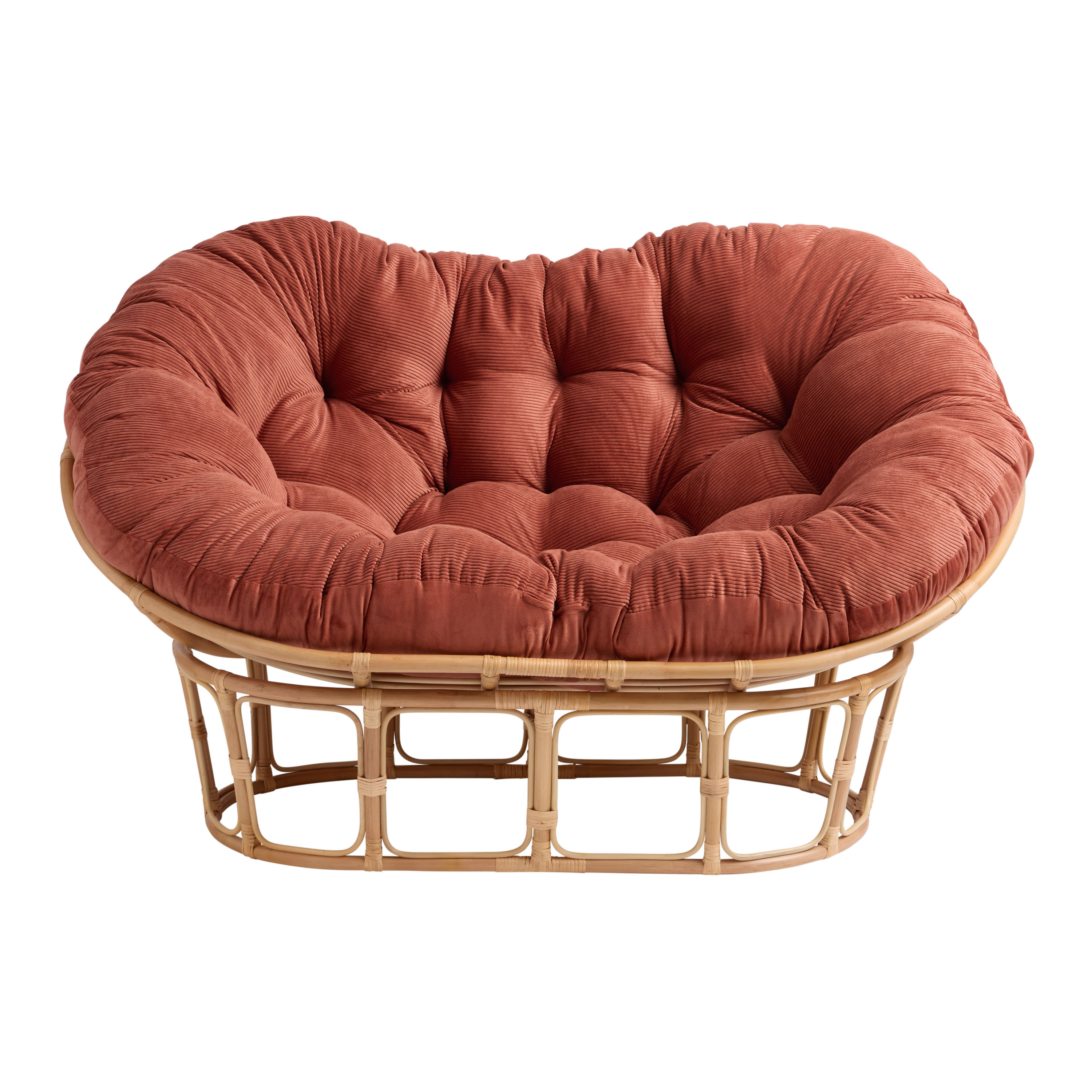 Rust Corduroy Double Papasan Chair Cushion - World Market | World Market