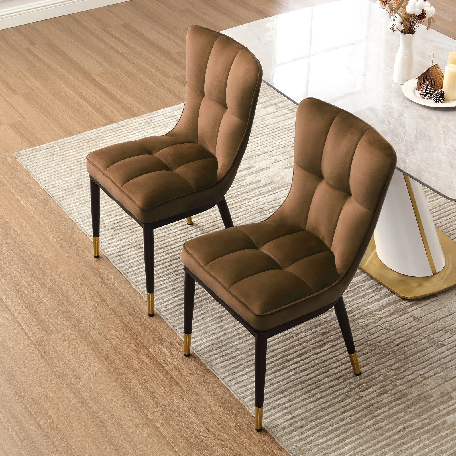 Velvet Upholstered Dining Chair (Set of 2) | Wayfair North America