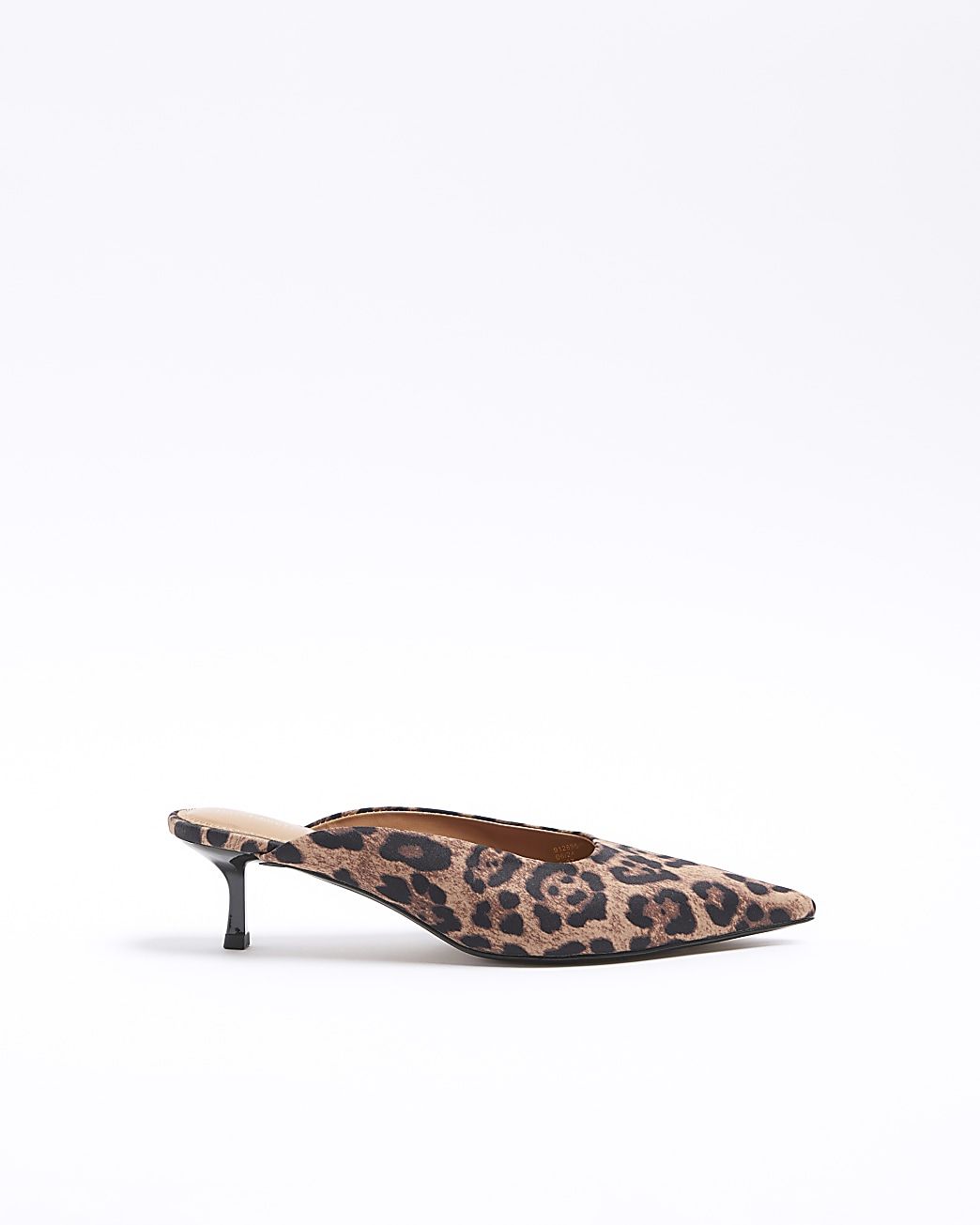 Brown leopard print kitten heeled mule shoes | River Island (UK & IE)