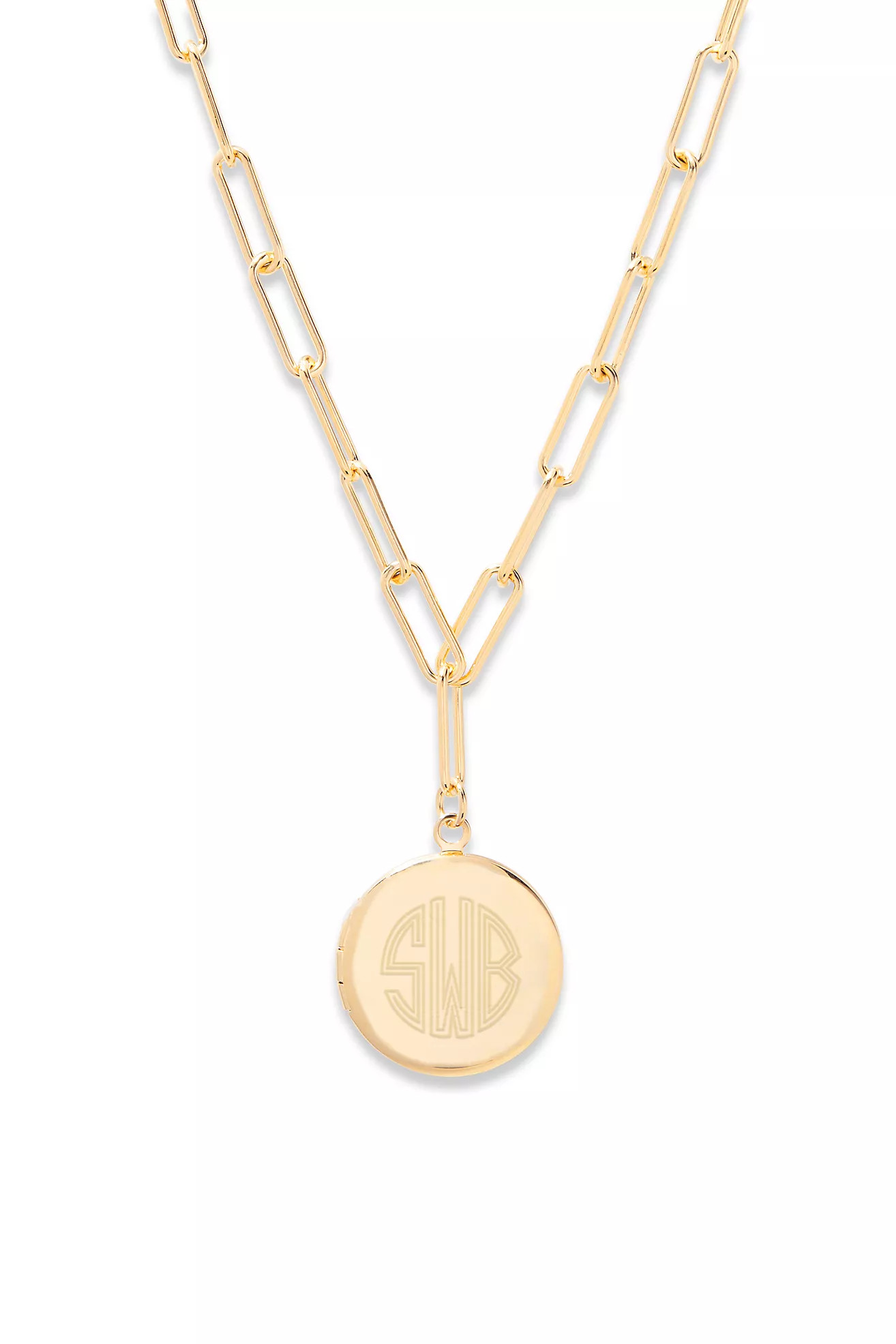 Brook & York Custom Monogram-Initial Paperclip Chain Locket Necklace | Anthropologie (US)