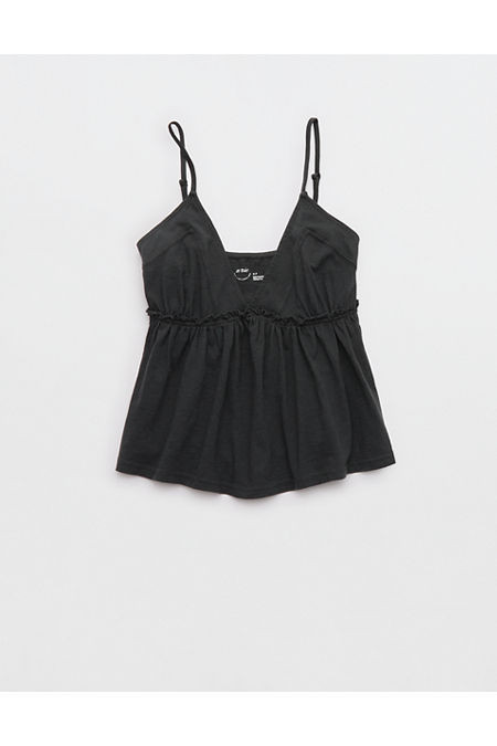 Aerie Happiest Babydoll Tank Top Women's Smoked Gray XXS | Aerie