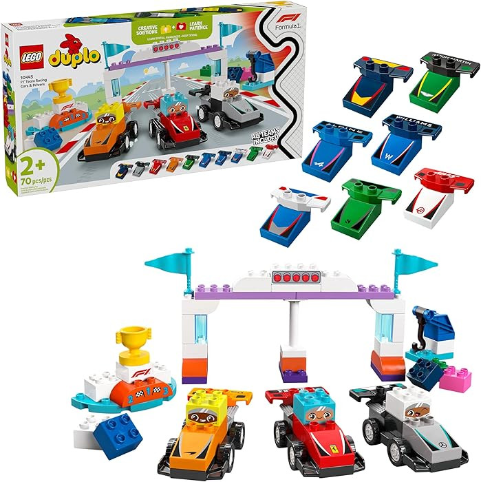 LEGO DUPLO Town F1 Team Race Cars & Drivers Building Toy Playset - Toddler Toy Cars for Pretend P... | Amazon (US)
