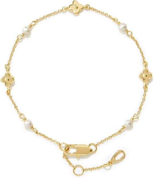 Ana Luisa Gold Bracelets for Women - 14K Gold Plated Dainty Chain w/Pearl, Heart & Flower, Cuff B... | Amazon (US)