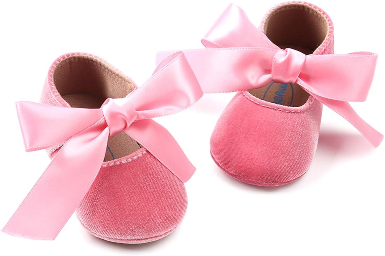 Baby Girls Mary Jane Flats Anti-Slip Rubber Sole Bow Toddler Princess Dress Shoes | Amazon (US)