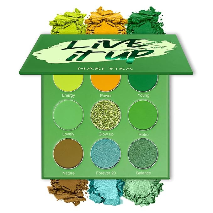 Green Matte Eyeshadow Palette 9 Colors,Shimmer Pressed Eye Shadow Glitter Blendable High Pigmente... | Amazon (US)