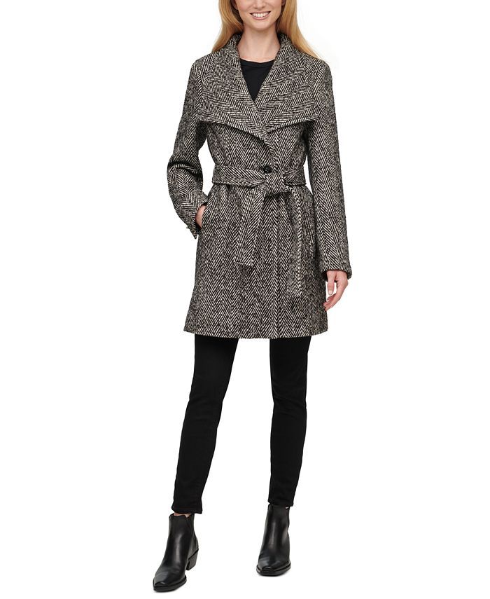 Calvin Klein Women's Asymmetrical Belted Wrap Coat, Created for Macy's & Reviews - Coats & Jacket... | Macys (US)