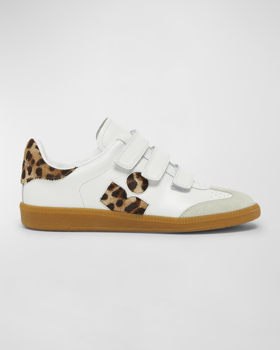 Isabel Marant Beth Leopard Mixed Leather Sneakers | Neiman Marcus