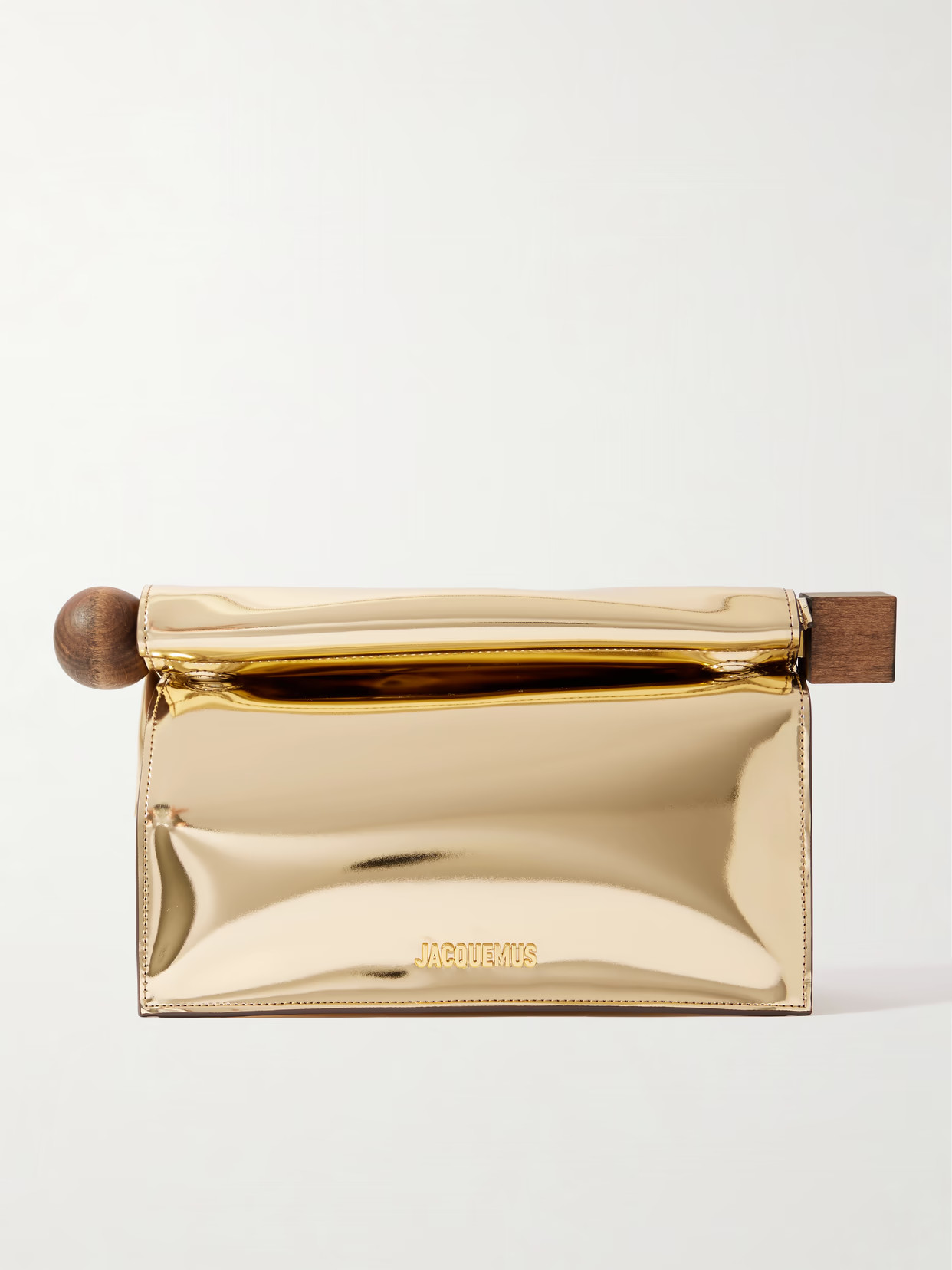 Jacquemus - La Pochette Mirrored-leather Clutch - Gold | NET-A-PORTER (US)