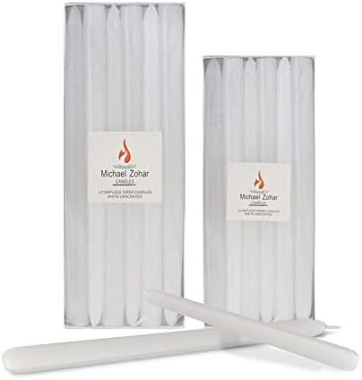 Michael Zohar Candles - 12 Pack Unscented, Hand Dipped Taper Candle - Dripless Clean Burn - 8 Hou... | Amazon (US)