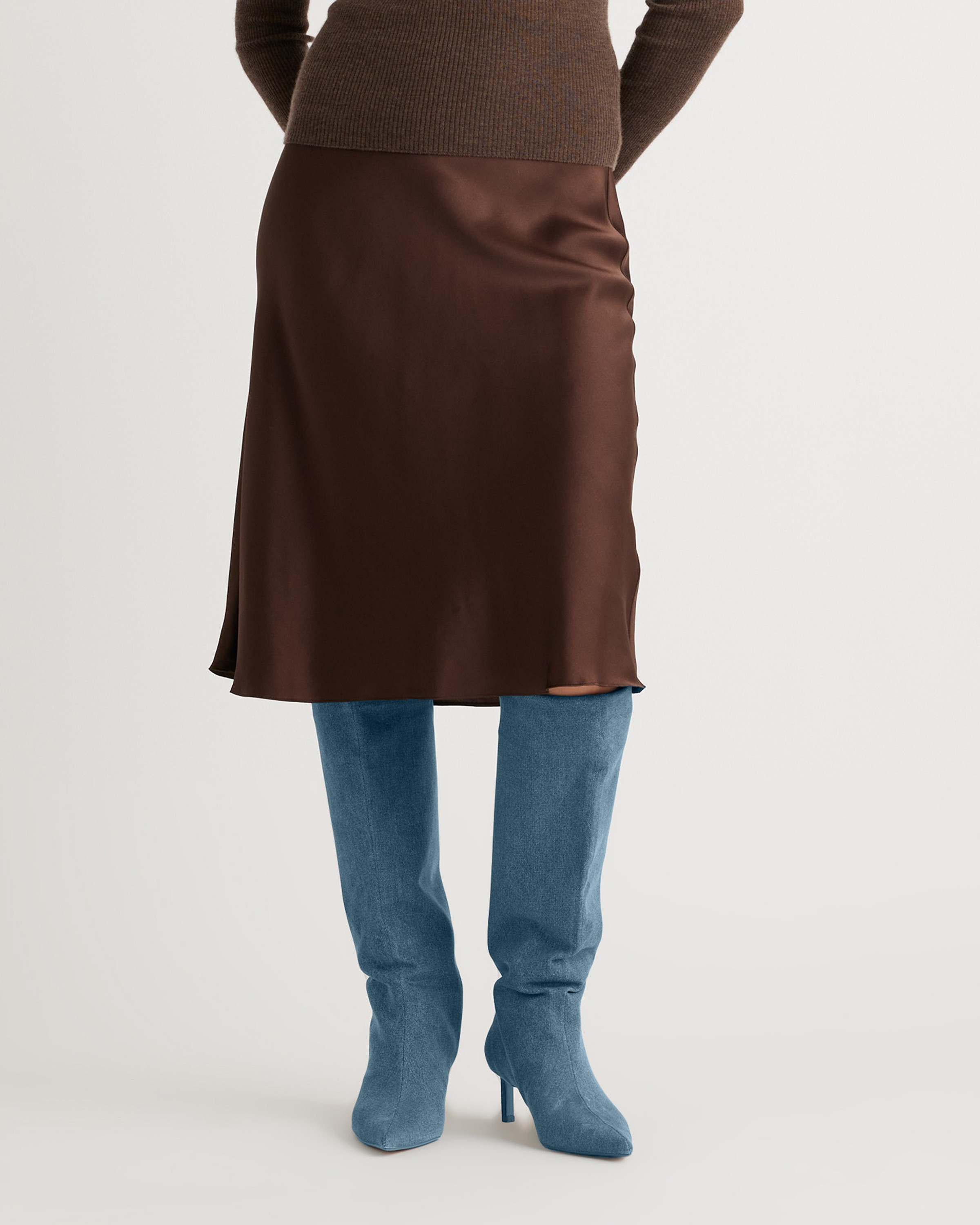 Quince | Women's Skirt in Hot Fudge, Size Medium, Silk | Quince