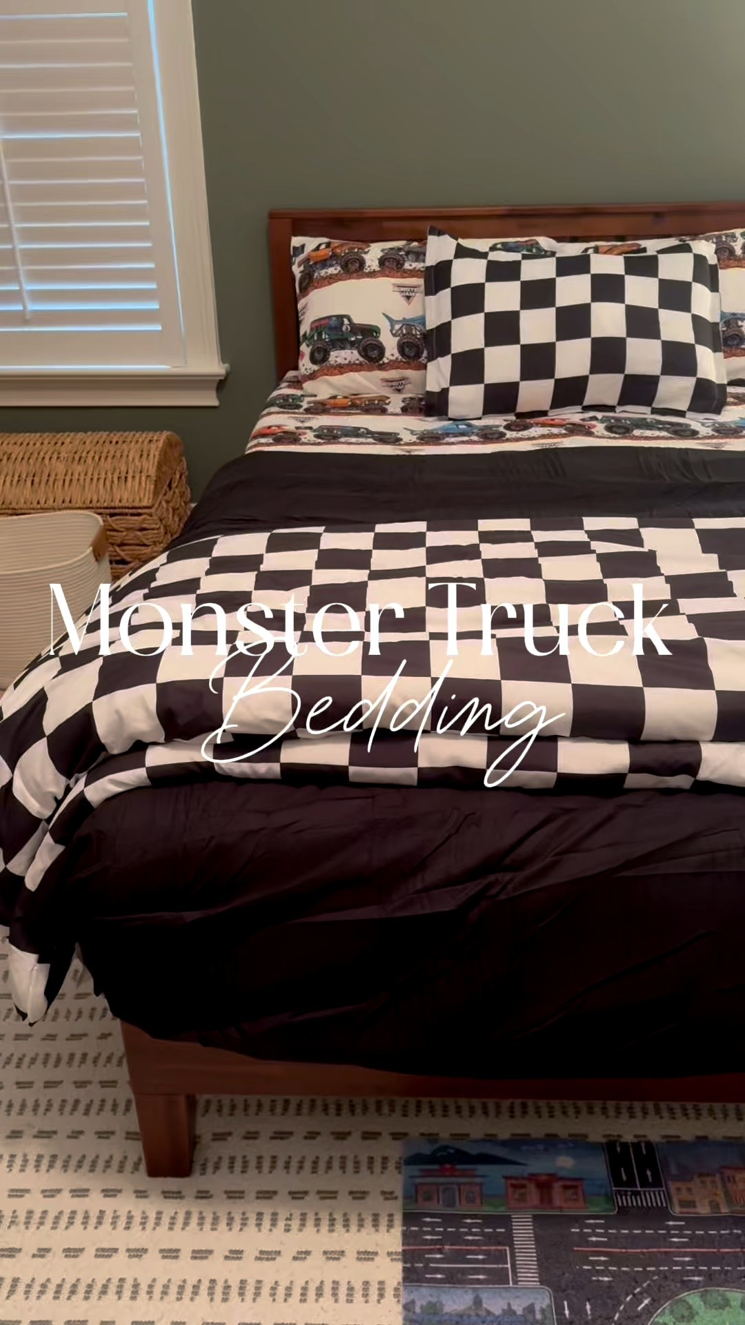 Because bedtime is more exciting if there are monster trucks involved 🛻💥 #BoyMom #amazonhome #amazonfinds #monstertrucks #boyroom #comforter #sheetset

#LTKHome